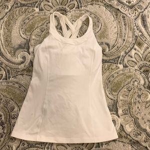 COPY - white lululemon size 4 built in bra great support workout top